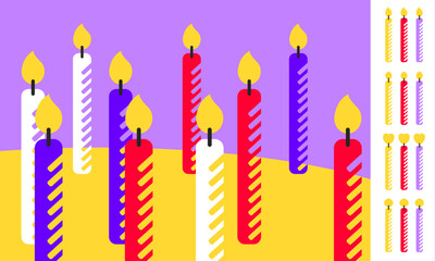 Birthday candles vector illustration in bright colors