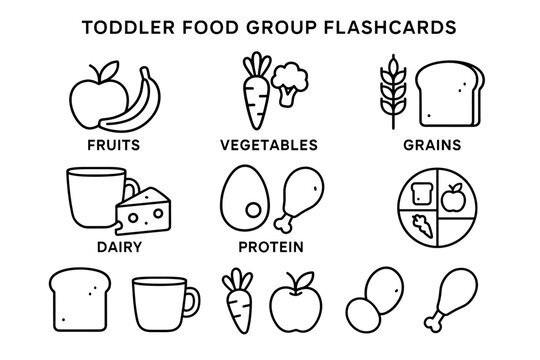 Toddler food group flashcards for healthy eating education - Powered by Adobe