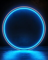 Obraz premium Glowing electric blue circular portal in modern minimalist digital background picture
