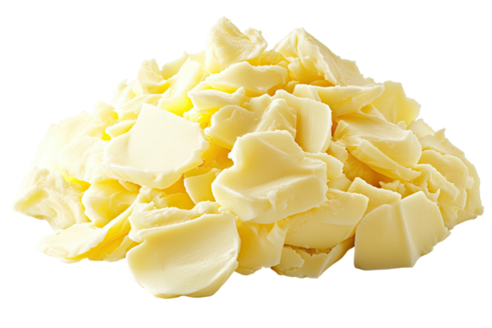Pile of creamy white chocolate pieces, irregular shapes