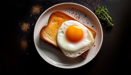 Fried Egg With Bread On A Plate Breakfast Ai Ki Generated Image