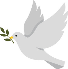 Obraz premium Flying Dove with Olive Branch, Peaceful and Hopeful vector illustration 