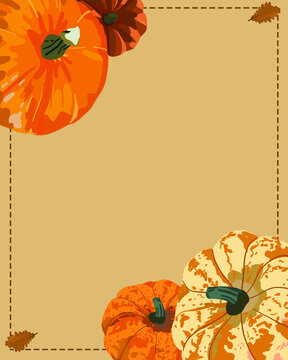 Postal oto&ntilde;esca con calabazas