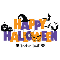 Happy Halloween Lettering Vector Design.