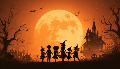 Naklejka premium Halloween children party poster