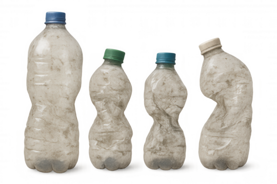 Used plastic bottles depicting global environmental plastic pollution and waste, creating a strong concept for ecology and recycling awareness - Powered by Adobe