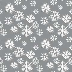 Winter seamless pattern with white snowflakes on color background. Vector illustration for fabric, textile wallpaper, posters, gift wrapping paper. Christmas vector illustration. Falling snow.