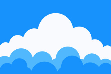 Illustration of fluffy clouds against a blue sky
