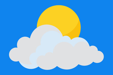 Sun behind cloud on a blue sky day illustration