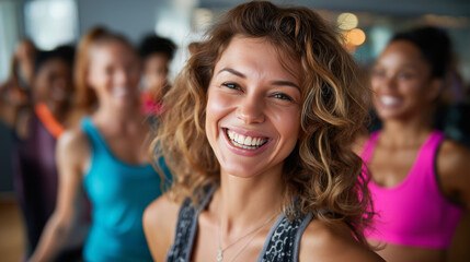People participating in dance class, bright studio, movement and laughter, connection through rhythm, learning and fun, community energy, creativity and confidence, fitness joy, wi