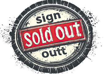 Sold Out" seal bold text and red banner inside aged circle