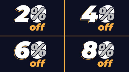 20% off, 40% off, 60% off, 80% off sale tag banners design template