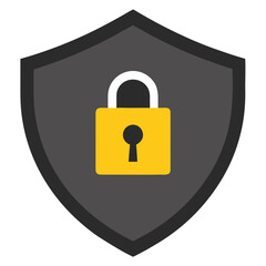 Illustration of a shield with a yellow padlock on it