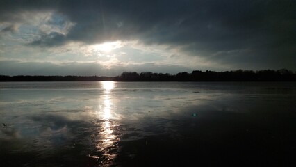 sunset over the river