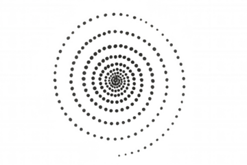 Abstract dotted spiral pattern forming an optical illusion on a transparent background, creating a hypnotic effect