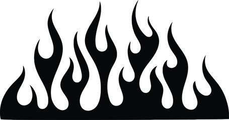 Burning Flames Vector: Fire Graphic, Flame Pattern, Inferno Design, Blaze Illustration, Firestorm Elements - Black Silhouette on Transparent Background