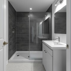 modern bathroom interior with shower