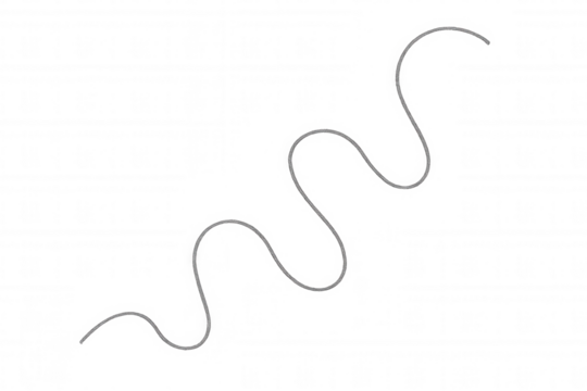 Wavy white line abstract element, glowing digital thread, modern minimalist design creating fluid motion on transparent background