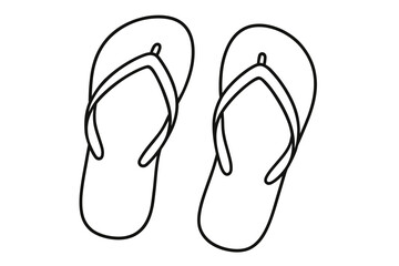 Simple black and white drawing of flip flops on white background