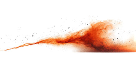 Erupting red/orange cloud formation, abstract, against a solid black background