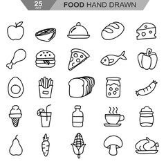 Cute Hand Drawn Food Clipart Collection Set
