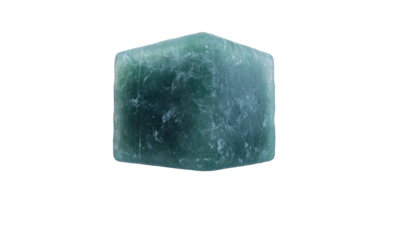 Green, textured cube stone against black