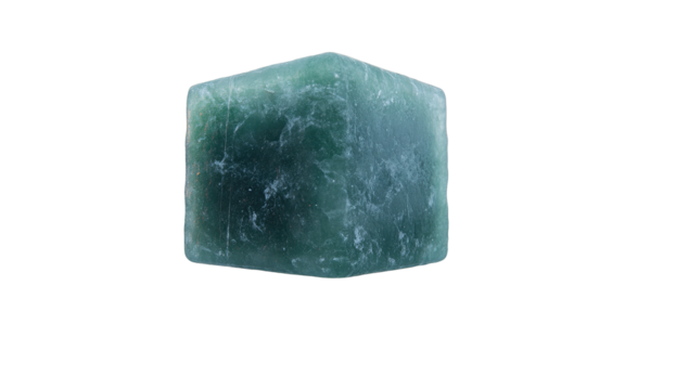 Green, textured cube stone against black
