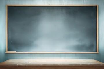 Empty chalkboard on wooden table