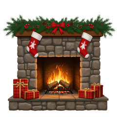 Cozy Christmas Fireplace with Stockings and Gifts – Warmth, Tradition, and Holiday Cheer

