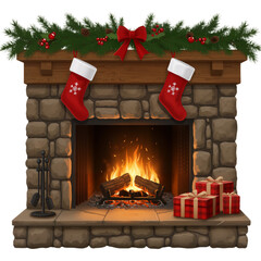 Cozy Christmas Fireplace with Stockings and Gifts – Warmth, Tradition, and Holiday Cheer

