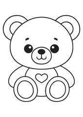 Cute bear coloring page.eps and print-ready. Lovely bear vector illustration in ISO size for kids&rsquo; fun, creativity, and educational coloring activities.