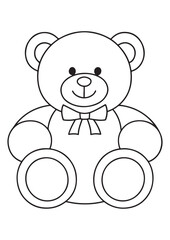 Cute bear coloring page.eps and print-ready. A lovely bear with a bowtie drawn in vector lineart, ideal for educational and creative coloring fun.