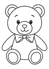 Cute bear coloring page.eps and print-ready. Smiling bear wearing a bow, created as an educational vector illustration for young artists.