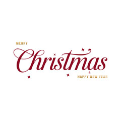 Merry Christmas and Happy New Year greeting card with different elements. New Year hand drawn ink pen calligraphy isolated on white. Typography template for winter holiday,for print,holiday banner.