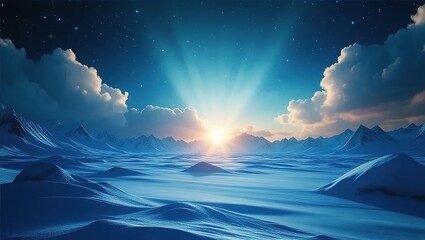 Stunning Arctic Sunrise Over Vast Snow-Covered Landscape.