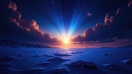 Stunning Arctic Sunset with Vibrant Sky and Snow-Covered Landscape.