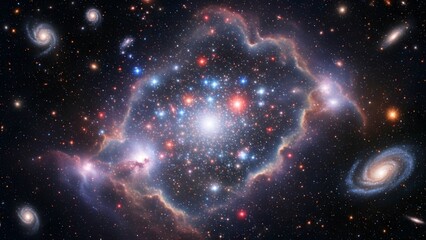 Cosmic Cluster A Stunning Glimpse into the Depths of Space with Nebulae, Galaxies, and Stellar Brilliance