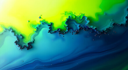 Vibrant abstract background with dynamic blue, green, and yellow hues, perfect for modern designs and creative projects, adding a splash of color and energy.