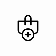 shopping bag addition icon sign vector