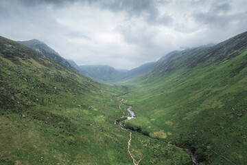 green landscape with a drone