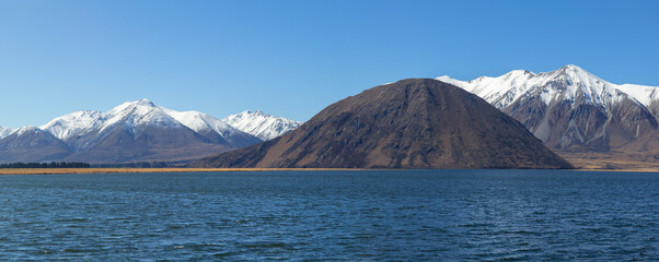 Southern Alps and lake Heron, Canterbury, New Zealand