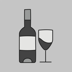 Bottle of Wine and Glass Icon