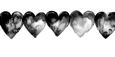 watercolor hearts in a gradient, representing love and creativity in art and design