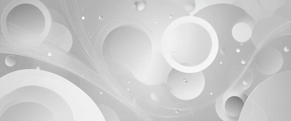 Abstract monochrome design with layered circles and flowing lines