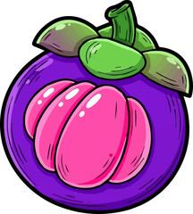 Illustration of a Purple Mangosteen Fruit