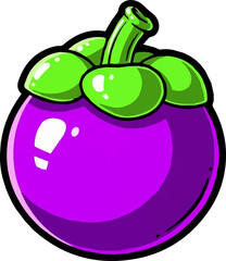 Illustration of a Purple Mangosteen Fruit