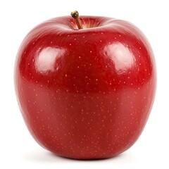 Perfectly Ripe Red Apple with Subtle Speckles and Natural Stem Isolated on a Clean White Background Emphasizing its Vibrant Color and Smooth Texture
