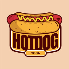 Hot Dog Logo Illustration Design Vector