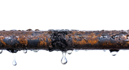 Leaking, rusted pipe with drips