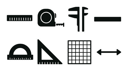 Silhouette of measurement tools on olive green background